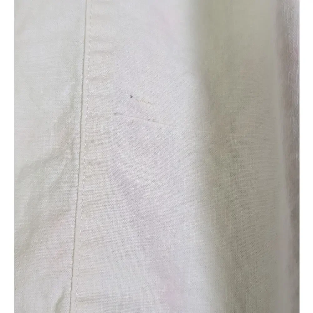 Vintage 90s White Cotton High Waist Pleated Midi Skirt Corset Yoke Waist 9/10